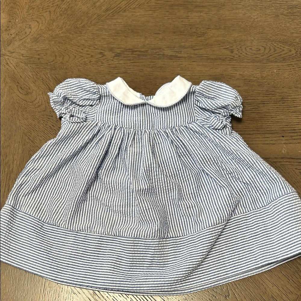 Sophie and Lucas Classic Blue Stripe Peter Pan Collar Kids Dress